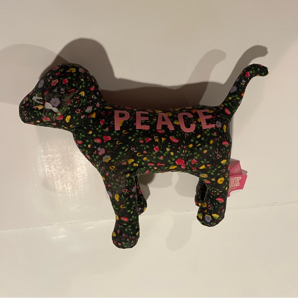 Vintage Pink Victoria’s Secret Peace Stuffed Floral Dog - Picture 4 of 9